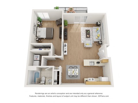 A1 floorplan - one bed one bath